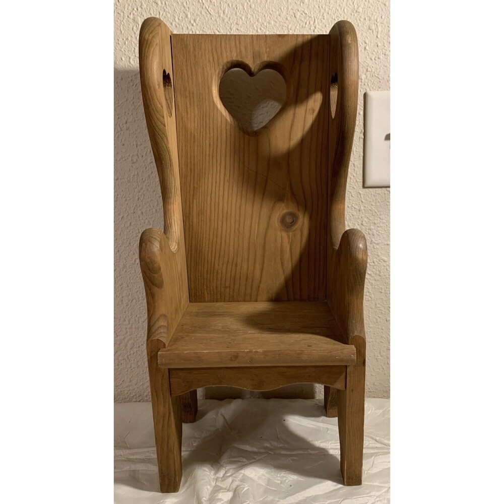 Vintage Country Wooden Chair Bench Doll Or Plant Stand Rustic 19” - Picture 14 of 14